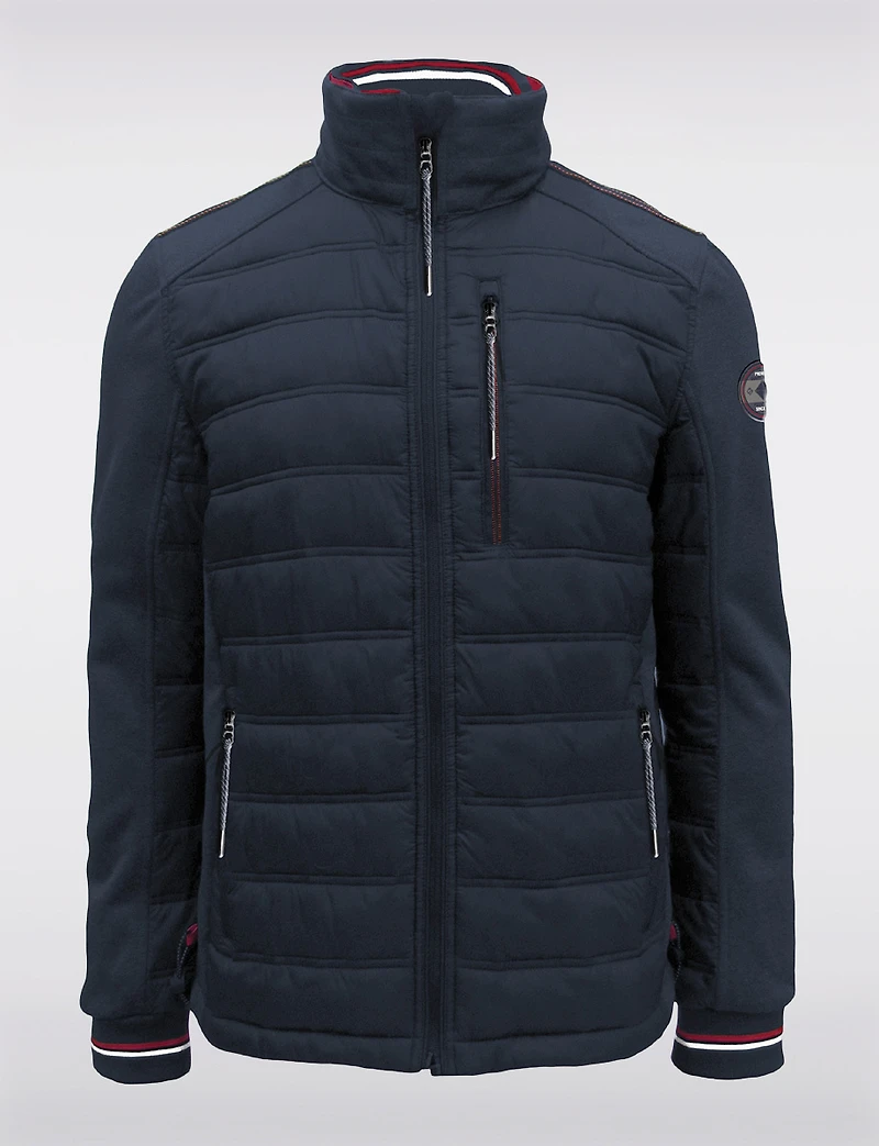 Veste Matelassée Légère Marine Pour Homme avec Détails Tricotés par Point Zero