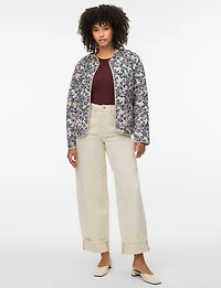 Manteau Matelassé Court à Motif Floral Paisley Bleu & Crème par Vero Moda