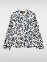 Manteau Matelassé Court à Motif Floral Paisley Bleu & Crème par Vero Moda