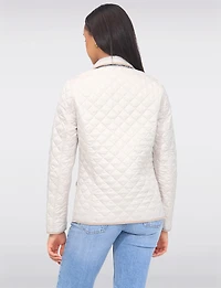 Veste Matelassée Réversible à Design Uni Imprimé et Bordure Contrastée par Saki