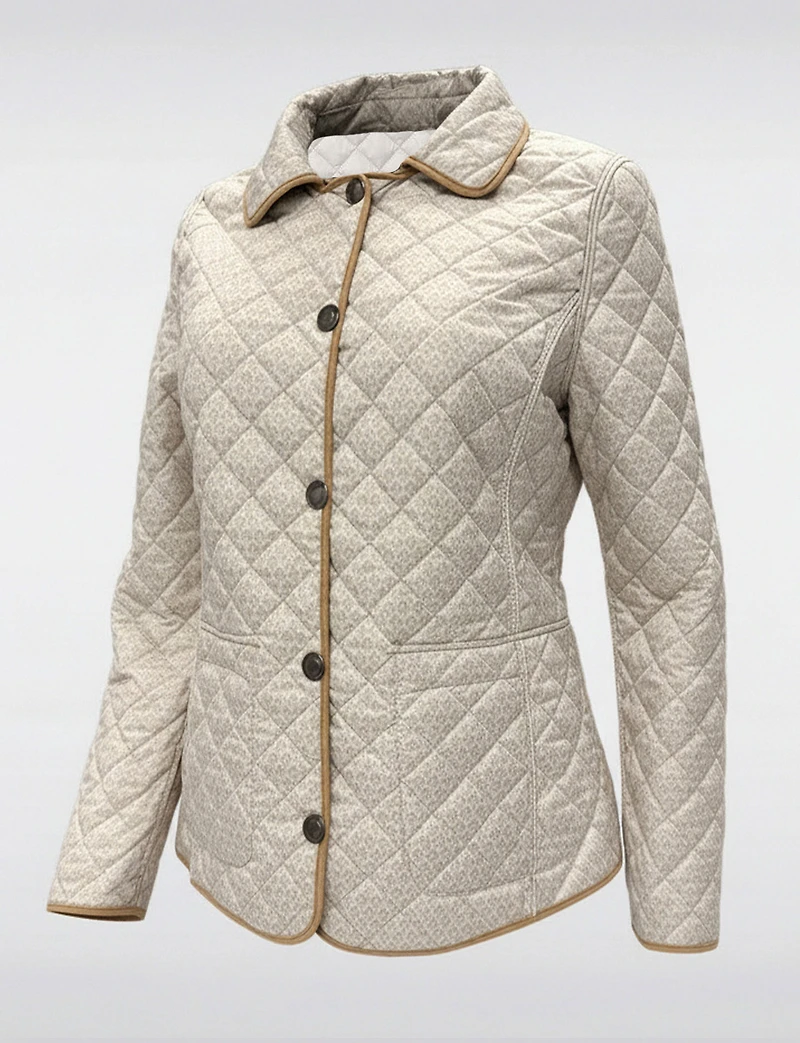 Veste Matelassée Réversible à Design Uni Imprimé et Bordure Contrastée par Saki