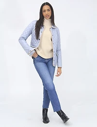 Veste Matelassée Réversible à Design Uni Imprimé et Bordure Contrastée par Saki