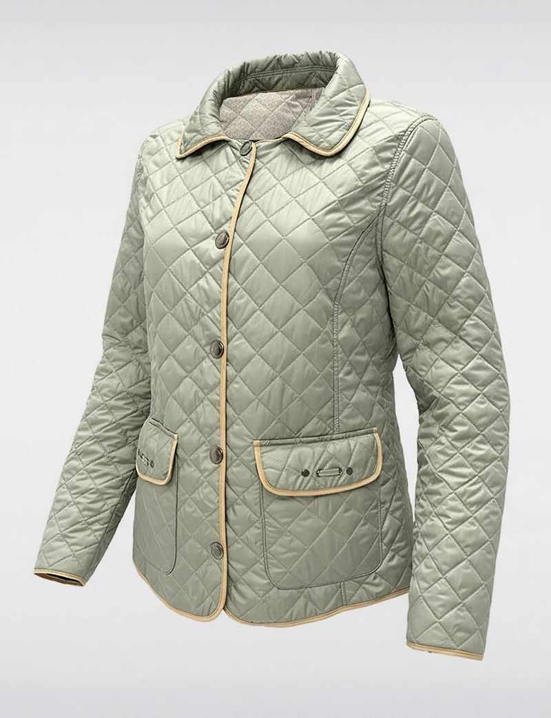 Veste Matelassée Réversible à Design Uni Imprimé et Bordure Contrastée par Saki