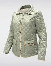 Veste Matelassée Réversible à Design Uni Imprimé et Bordure Contrastée par Saki