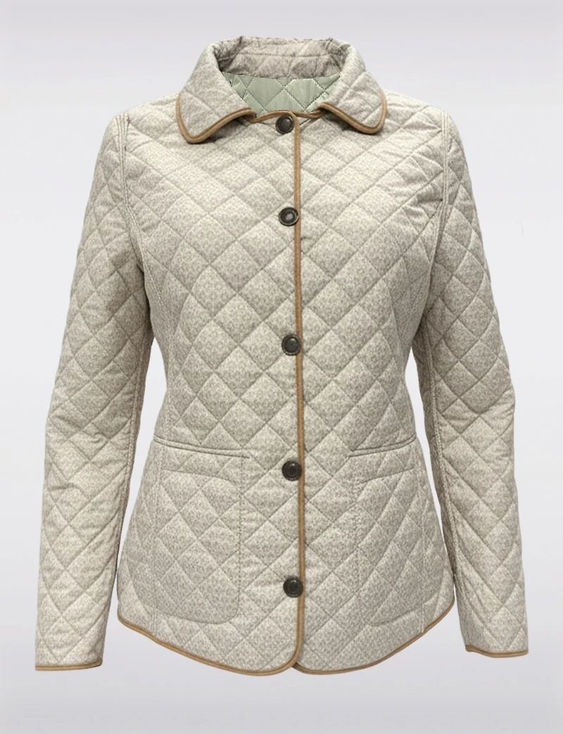 Veste Matelassée Réversible à Design Uni Imprimé et Bordure Contrastée par Saki