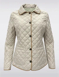 Veste Matelassée Réversible à Design Uni Imprimé et Bordure Contrastée par Saki