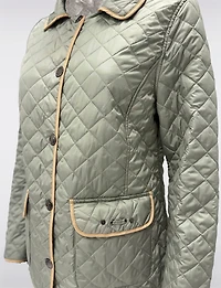 Veste Matelassée Réversible à Design Uni Imprimé et Bordure Contrastée par Saki