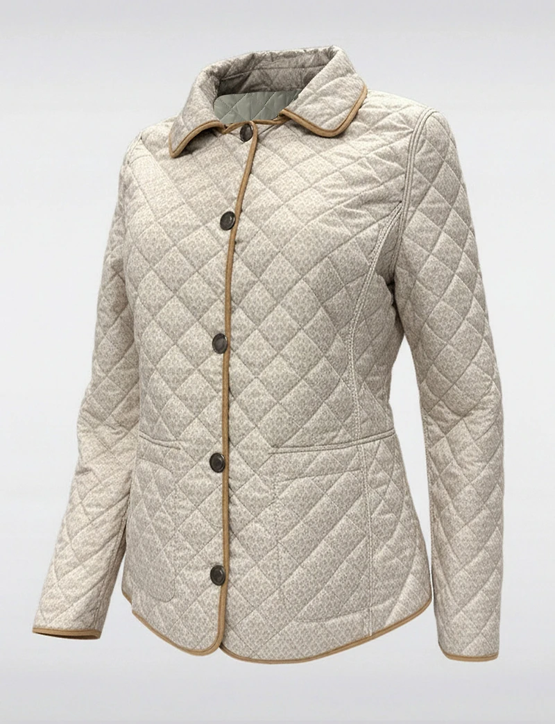 Veste Matelassée Réversible à Design Uni Imprimé et Bordure Contrastée par Saki