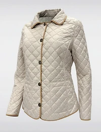 Veste Matelassée Réversible à Design Uni Imprimé et Bordure Contrastée par Saki