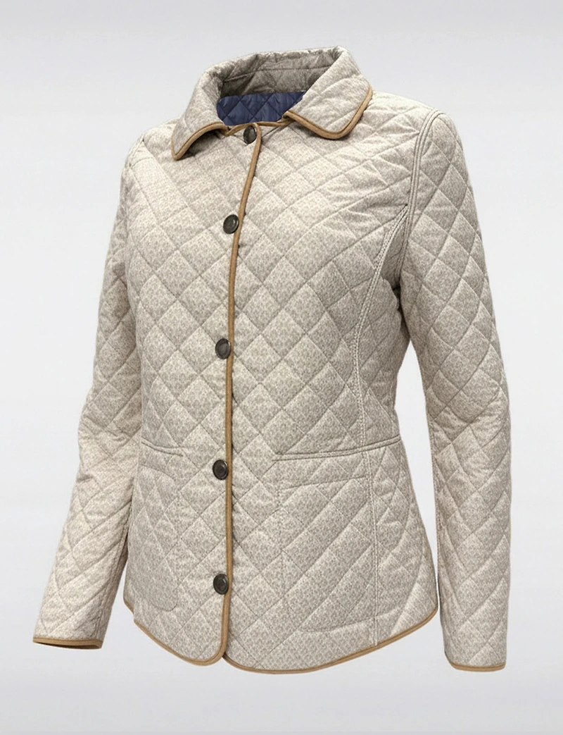 Veste Matelassée Réversible à Design Uni Imprimé et Bordure Contrastée par Saki