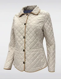 Veste Matelassée Réversible à Design Uni Imprimé et Bordure Contrastée par Saki