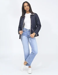 Veste Matelassée Réversible à Design Uni Imprimé et Bordure Contrastée par Saki