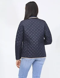 Veste Matelassée Réversible à Design Uni Imprimé et Bordure Contrastée par Saki