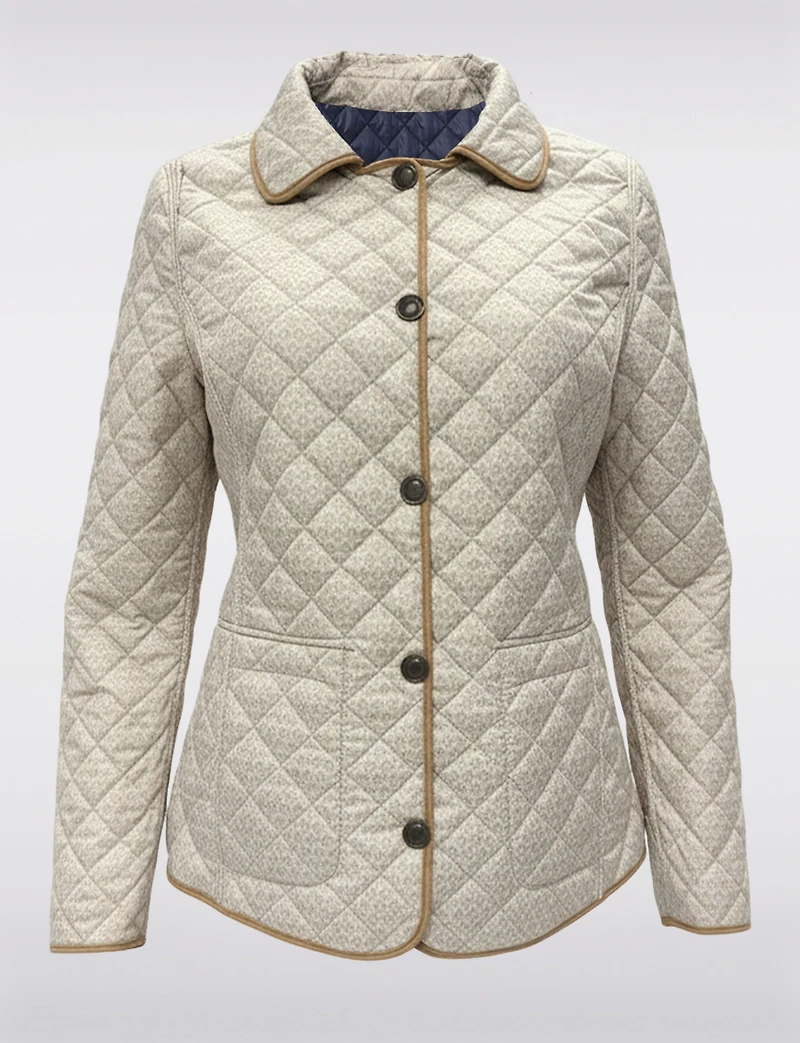 Veste Matelassée Réversible à Design Uni Imprimé et Bordure Contrastée par Saki