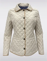 Veste Matelassée Réversible à Design Uni Imprimé et Bordure Contrastée par Saki