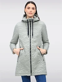 Veste Matelassée Légère Florale Végane Mi-Longue À Capuche par Saki