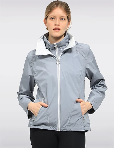 Veste Coupe-Vent Légère Active Vegan à Capuche avec Bib Zippé Intérieur par Saki