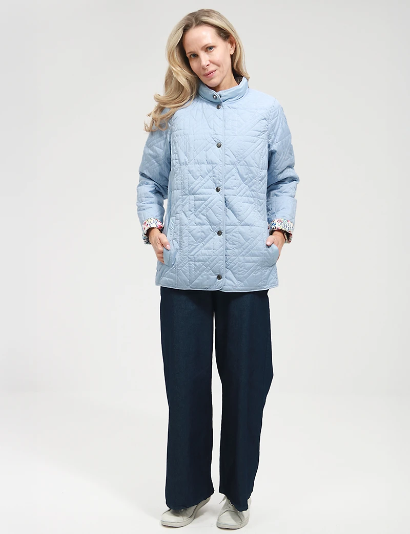 Veste Matelassée Réversible - Style Deux-en-Un Imprimé & Uni Polyvalent par Saki