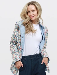 Veste Matelassée Réversible - Style Deux-en-Un Imprimé & Uni Polyvalent par Saki