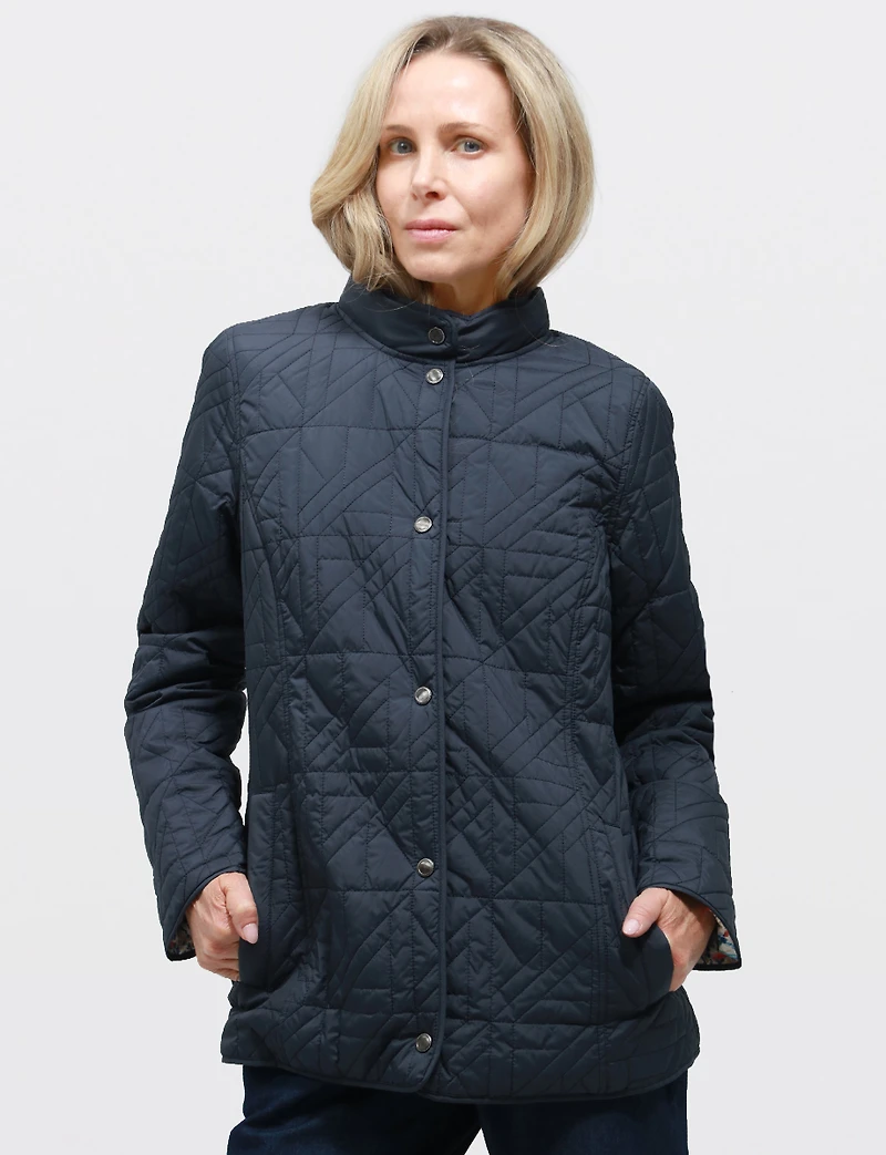 Veste Matelassée Réversible - Style Deux-en-Un Imprimé & Uni Polyvalent par Saki