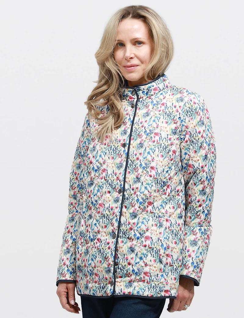 Veste Matelassée Réversible - Style Deux-en-Un Imprimé & Uni Polyvalent par Saki