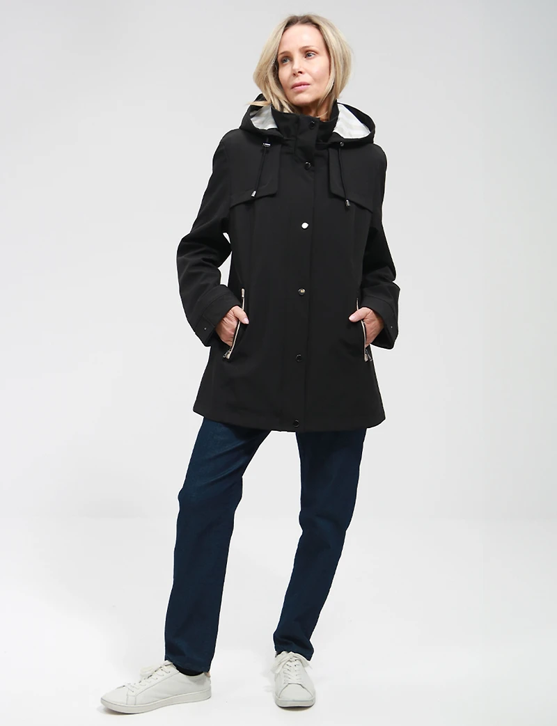 Manteau Végan Breathe-Tech® Softshell Polyvalente avec Capuche Amovible par Saki