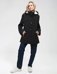 Manteau Végan Breathe-Tech® Softshell Polyvalente avec Capuche Amovible par Saki