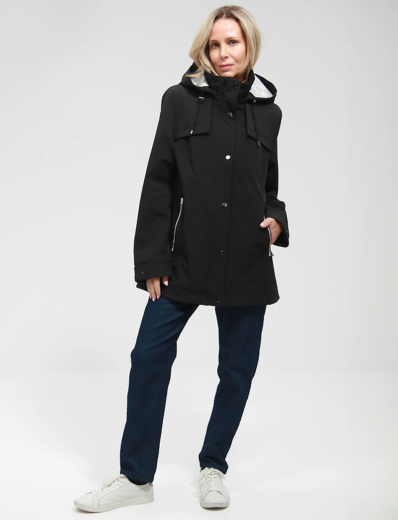 Manteau Végan Breathe-Tech® Softshell Polyvalente avec Capuche Amovible par Saki