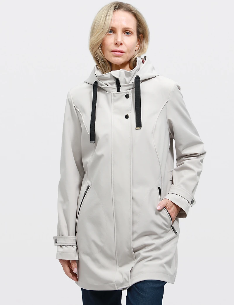 Veste Parka Léger Végan Breathe-Tech® Softshell avec Capuche Amovible – Saki