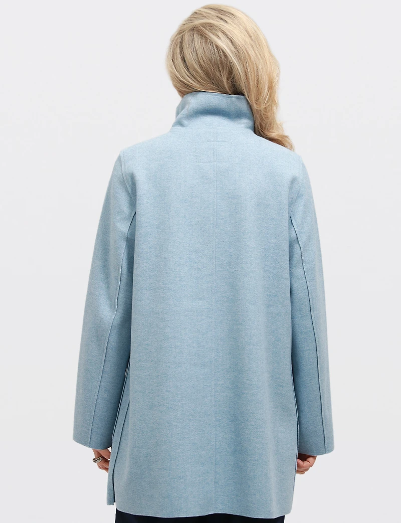 Veste Chic Mi-longue Col Haut À Simple Boutonnage Avec Poches Plaquées Par Junge