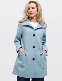 Veste Chic Mi-longue Col Haut À Simple Boutonnage Avec Poches Plaquées Par Junge