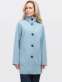 Veste Chic Mi-longue Col Haut À Simple Boutonnage Avec Poches Plaquées Par Junge