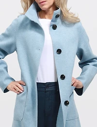 Veste Chic Mi-longue Col Haut À Simple Boutonnage Avec Poches Plaquées Par Junge