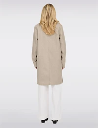 Manteau Chic Mi-Long à Boutonnage Simple avec Col Cranté et Bords Bruts par Only