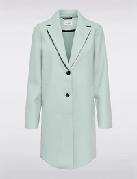 Manteau Chic Mi-Long à Boutonnage Simple avec Col Cranté et Bords Bruts par Only