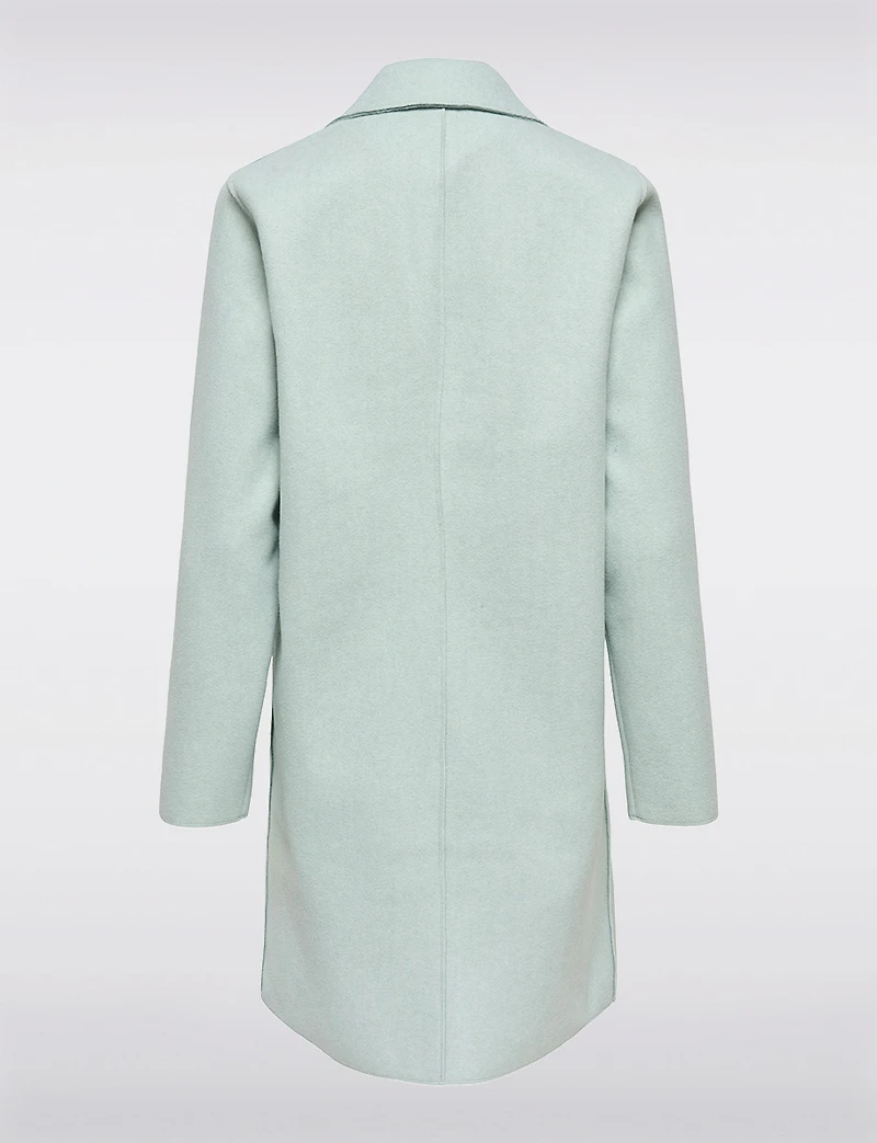 Manteau Chic Mi-Long à Boutonnage Simple avec Col Cranté et Bords Bruts par Only