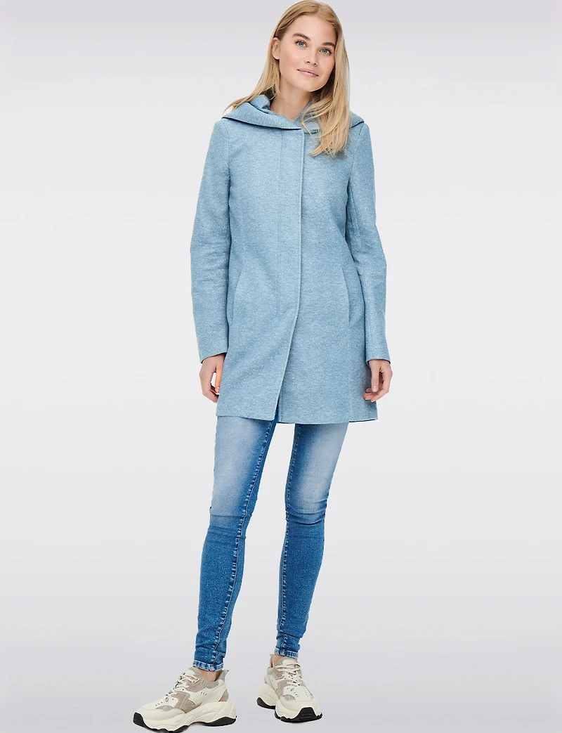 Manteau Léger à Coupe Droite avec Capuche, Poches & Fermeture Éclair par Only