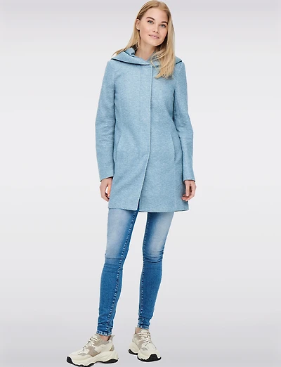 Manteau Léger à Coupe Droite avec Capuche, Poches & Fermeture Éclair par Only