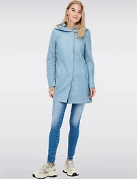 Manteau Léger à Coupe Droite avec Capuche, Poches & Fermeture Éclair par Only