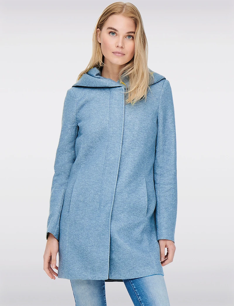 Manteau Léger à Coupe Droite avec Capuche, Poches & Fermeture Éclair par Only