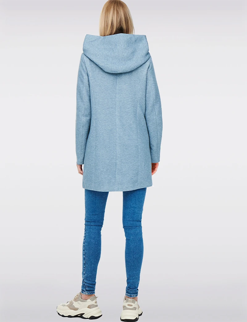 Manteau Léger à Coupe Droite avec Capuche, Poches & Fermeture Éclair par Only