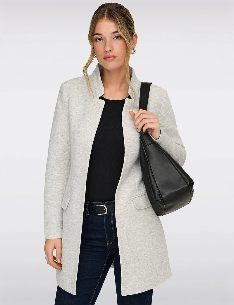 Blazer Coatigan à Coupe Droite Devant Ouvert Col Cranté & Poches Par Only