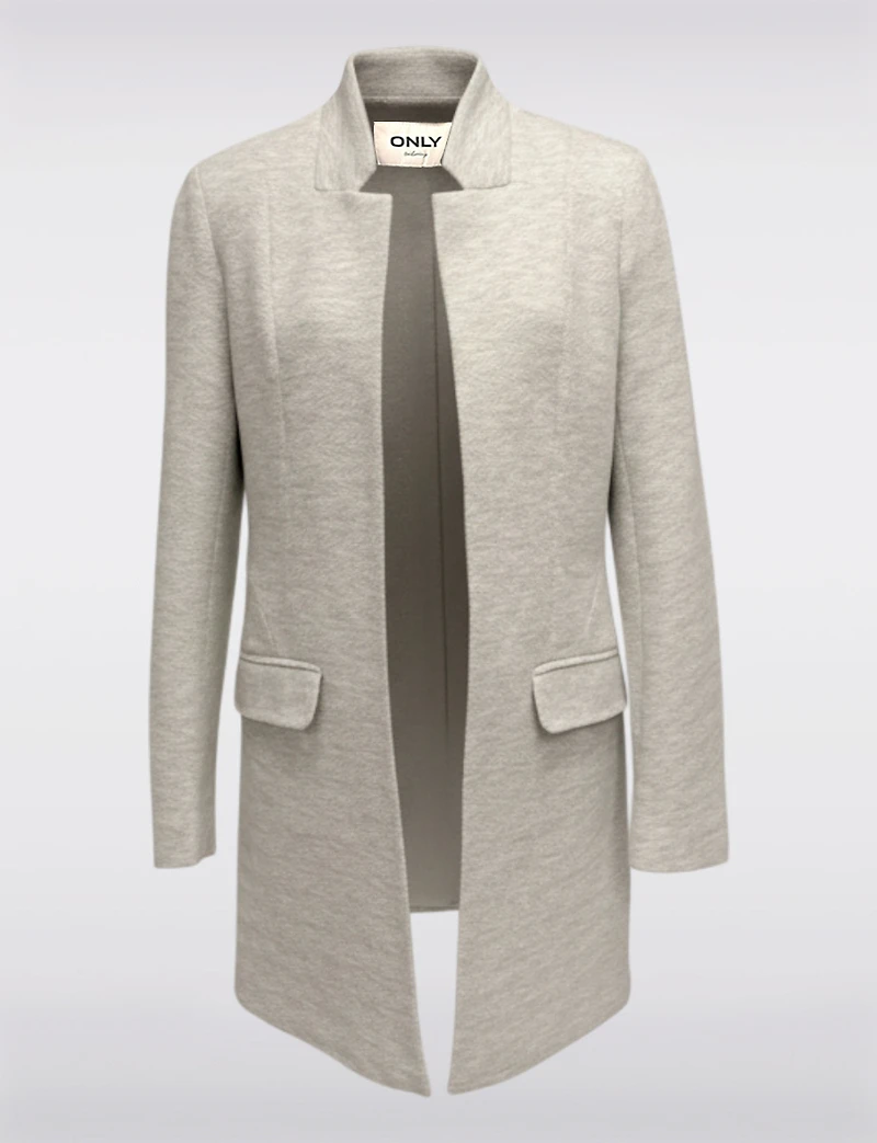 Blazer Coatigan à Coupe Droite Devant Ouvert Col Cranté & Poches Par Only