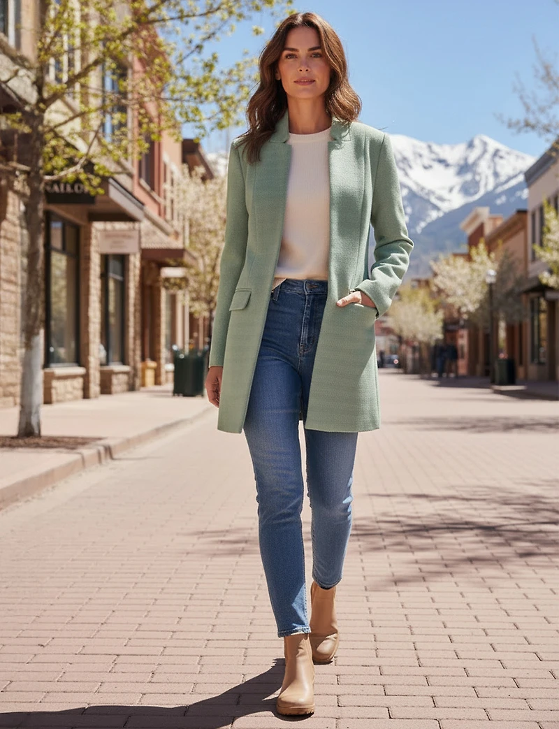Blazer Coatigan à Coupe Droite Devant Ouvert Col Cranté & Poches Par Only