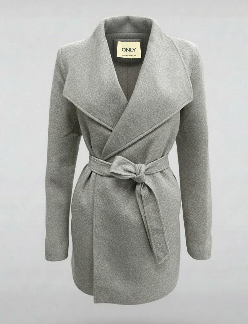 Blazer Coupe Droite Devant Ouvert Taille Ceinturée Grand Col & Poches Par Only