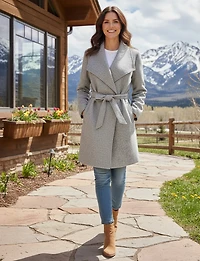 Blazer Coupe Droite Devant Ouvert Taille Ceinturée Grand Col & Poches Par Only