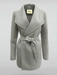 Blazer Coupe Droite Devant Ouvert Taille Ceinturée Grand Col & Poches Par Only