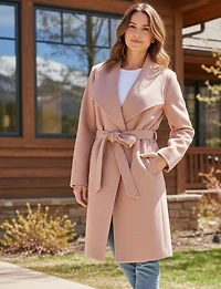 Blazer Coupe Droite Devant Ouvert Taille Ceinturée Grand Col & Poches Par Only