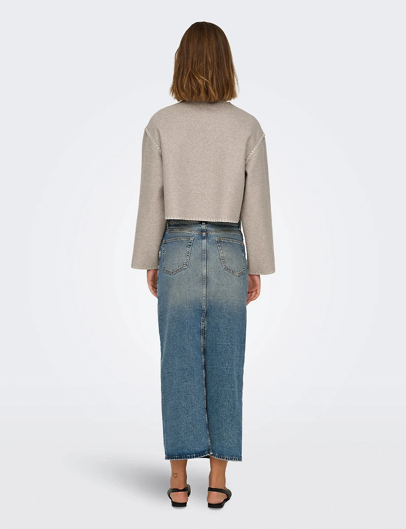 Veste Courte Tendance Vegan à Détails De Coutures Chic Blanc Cassé par Only