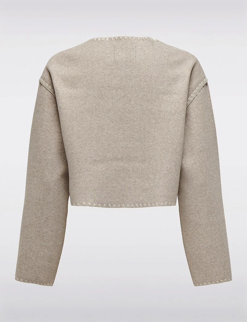 Veste Courte Tendance Vegan à Détails De Coutures Chic Blanc Cassé par Only